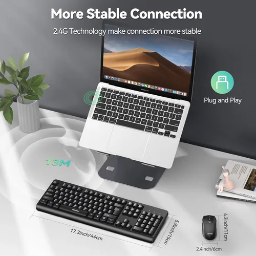 Vista 2 de TECKNET Combo de teclado y mouse inalámbricos para computadora portátil
