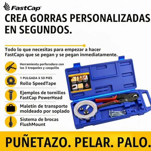 Vista 2 de FastCap 80056 - Kit básico de perforación de color personalizado con tornillos Powerhead, herramienta de perforación y cinta rápida de 1 pulgada x