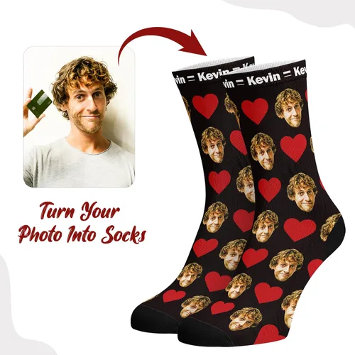 Vista 2 de Calcetines personalizados con foto, calcetines personalizados con imágenes, calcetines personalizados para hombres