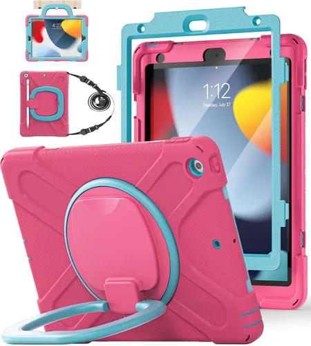 Vista 20 de BATYUE Funda para iPad de 9ª/8ª/7ª generación (funda resistente para iPad de 10.2 pulgadas 2021/2020/2019) con protector de pantalla, soporte