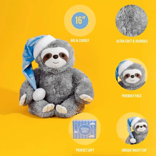 Vista 4 de Thoughtful - Animal de peluche de perezoso – Juguete suave de algodón de 16 pulgadas, regalo de paquete de cuidado para niños, adolescentes y adultos