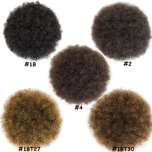 Vista 7 de MOONSHOW Extensión de cola de caballo afro con cordón para mujeres negras, extensión de moño corto afro rizado, extensiones de cabello sintético