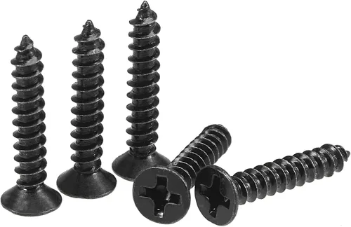 Vista 8 de uxcell Tornillos de madera M3 x 0.472 in Tornillos de cabeza plana Phillips de acero al carbono Autoperforantes Negro 200pcs