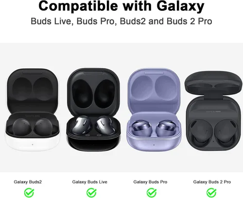 Vista 2 de Estuche de silicona AIRSPO Compatible para Samsung Galaxy Buds 2 Pro/Galaxy Buds2/ Galaxy Buds Pro 2/ Galaxy Buds Live/Galaxy Buds FE (Negro)
