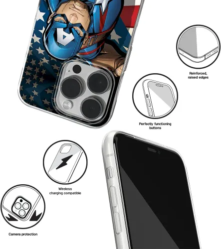 Vista 3 de ERT GROUP Funda de teléfono móvil para Apple Iphone 14 PRO MAX original y oficial con licencia Marvel patrón Capitán América 004 adaptado de manera