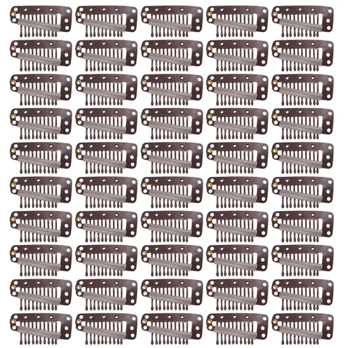 Vista 11 de 50 pinzas para extensiones de cabello de 1.102 in, 8 dientes para extensiones de cabello y extensiones de cabello (negro)