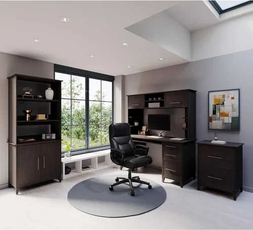 Vista 2 de Realspace® Fennington - Silla de cuero con respaldo alto, color negro