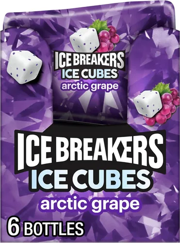 Vista 8 de ICE BREAKERS Ice Cubes Goma de mascar sabor uva ártica, sin azúcar, botellas, 3.24 oz (6 unidades, 40 piezas)