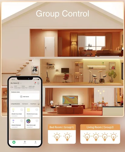 Vista 5 de Bombilla inteligente Wi-Fi (blanca), paquete de 6, compatible con Alexa y Google Assistant