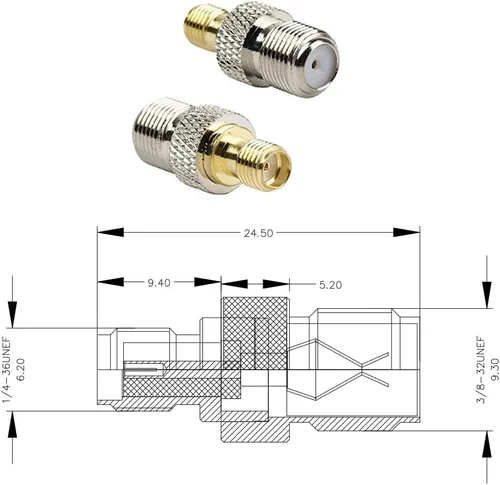 Vista 5 de exgoofit Tipo F a SMA macho hembra conector coaxial adaptador coaxial 2 sistemas 6 PC