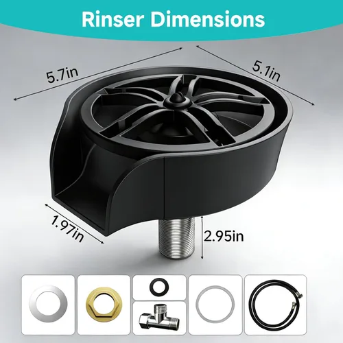 Vista 6 de Enjuagadora de vidrio para fregadero de cocina, accesorio para fregadero, enjuague de tazas para fregadero de alta presión con rociador extraíble