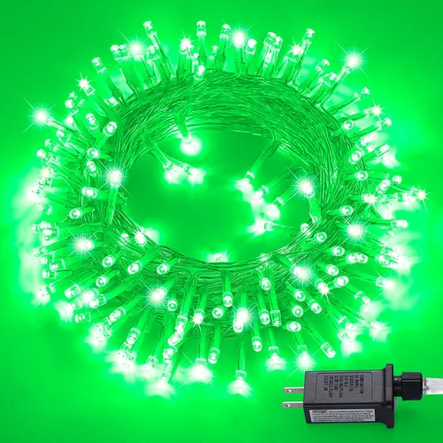 Vista 12 de JMEXSUSS 150 luces LED azules de Navidad para interiores y exteriores, luces de cadena conectables de 59 pies con enchufe, 8 modos de luces de hadas