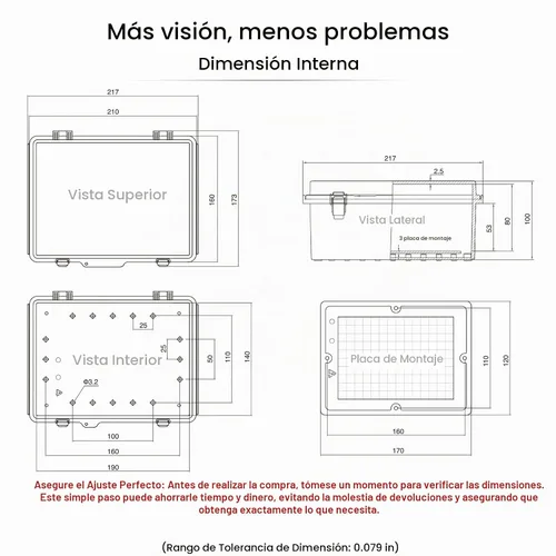 Vista 6 de QILIPSU UL94-V0 Caja eléctrica al aire libre 8.3"x6.3"x3.9" Caja de conexiones impermeable resistente a la intemperie PC/ABS aleación de plástico