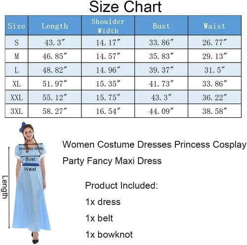 Vista 2 de NSPSTT - Disfraz de princesa, cosplay para mujer, 3XL, Azul Patchwork