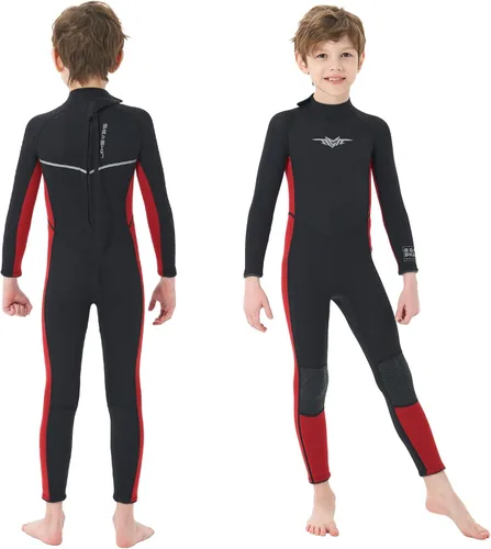 Vista 7 de Seaskin Traje de neopreno para niños para niños y niñas, 2 mm con cremallera frontal, trajes cortos de neopreno, 3 mm con cremallera trasera, traje