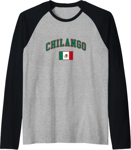 Vista 5 de Camiseta de béisbol raglán con bandera de México para hombre, Negro