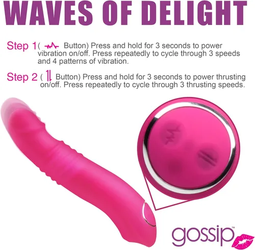 Vista 8 de Gossip Blasters - Vibrador de silicona de empuje 10X para mujeres, hombres y parejas. Vibrador de punto G para punto P, consolador curvo.