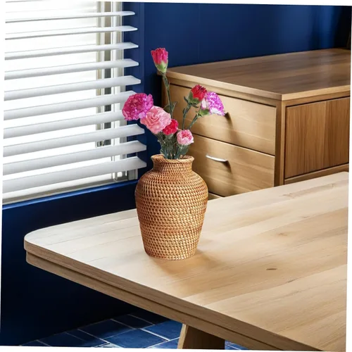 Vista 7 de Jarrón de ratán rústico para plantas, cesta de flores secas, maceta de hierba marina para el hogar, mesa de boda, centros de mesa, decoración
