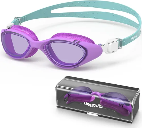 Vista 8 de VegoVia Gafas de natación para adultos para hombres y mujeres, gafas de natación para piscina, antiniebla/UV, gafas de natación con estuche