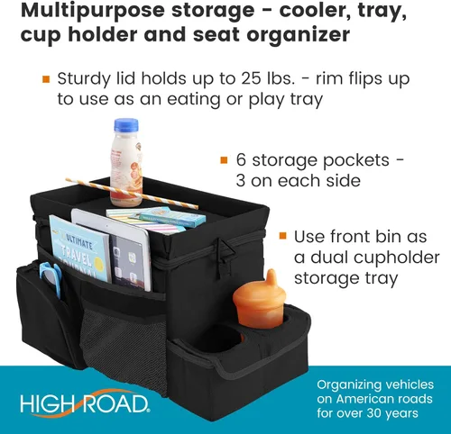 Vista 2 de High Road CarHop Organizador de Asiento Trasero para Niños y Organizador de Asiento de Pasajero para Adultos - Enfriador de Asiento de Carro