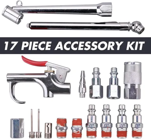 Vista 4 de Kit de manguera de compresor de aire de PVC de 3/8 "x 25 pies con herramienta de aire de 17 piezas y kit de accesorios para compresor de aire