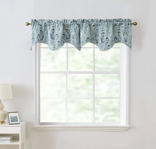Vista 2 de HLC.ME París Cachemira Damasco Panel de cortinas térmicas opacas con ojales, para ventanas, largos: 63", 84", 96", un par