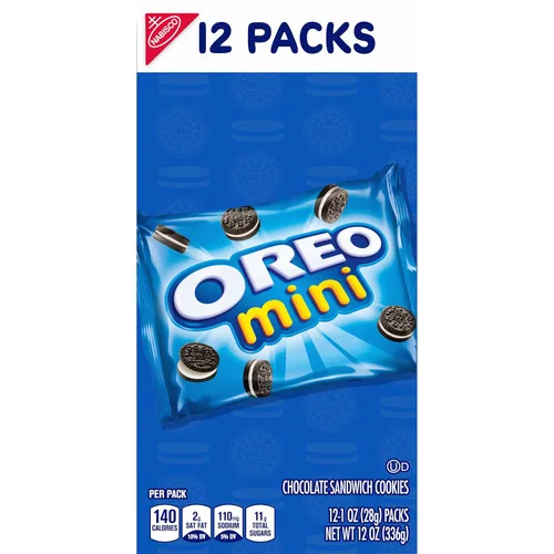 Vista 17 de OREO Mini galletas sándwich de chocolate, 12 paquetes de aperitivos
