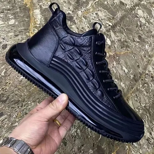 Vista 4 de AngryMonkey Zapatos de elevación con cordones elásticos para hombre, otoño e invierno 2022, plataforma térmica invisible, aumento de altura, 2