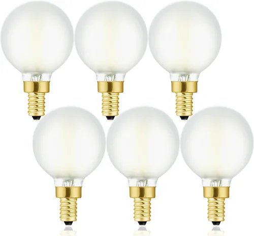 Vista 10 de Leools Bombillas LED esmeriladas E12, bombillas de candelabro regulables de 40 W, 2700 K, blanco cálido, G16.5, 4 W, E12 g50, globo vintage 4 W = 40