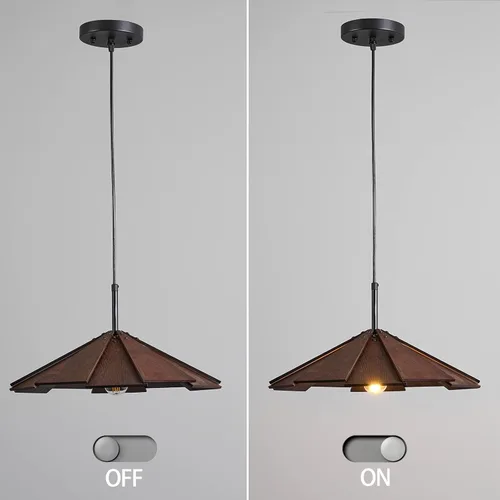 Vista 7 de Lámpara colgante de madera de granja, lámpara colgante de techo, moderna lámpara de techo ajustable para isla de cocina, comedor, sala de estar