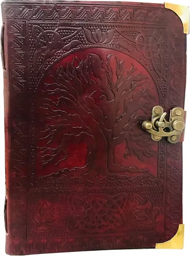 Vista 8 de Árbol de la vida celta de cuero, libro de las sombras, libro Wicca de hechizos en blanco