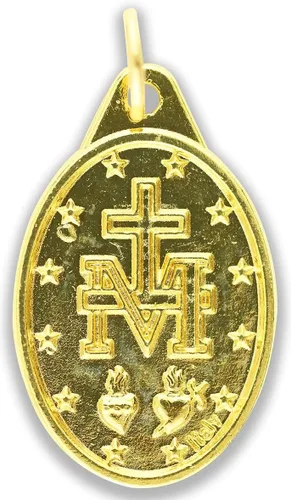 Vista 3 de Paquete de 10 medallas milagrosas para collar, 1 pulgada, ovaladas, chapadas en oro, milagrosas, para collar, medallas para joyería católica