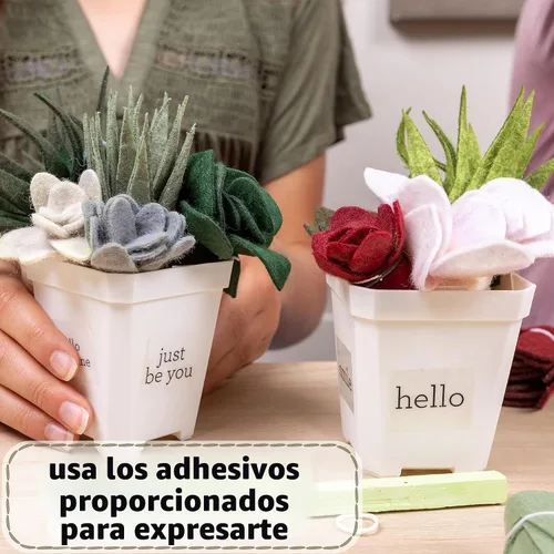 Vista 6 de Hapinest Kit de manualidades de suculentas de fieltro en maceta para adultos, mujeres, adolescentes y personas mayores, artes y manualidades