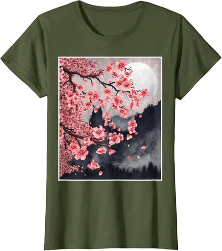 Vista 61 de Sakura - Camiseta japonesa de cerezo en flor japonesa, Negro, S