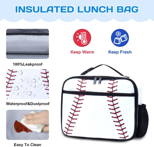 Vista 6 de NHBTGSF Mochila de béisbol para niños, mochila de béisbol para niños, para la escuela, juego de mochila de 17 pulgadas con bolsa de almuerzo