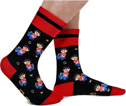 Vista 2 de Calcetines divertidos para videojuegos, calcetines novedosos para hombres, mujeres, adolescentes y niños, calcetines de vestir de algodón, regalo