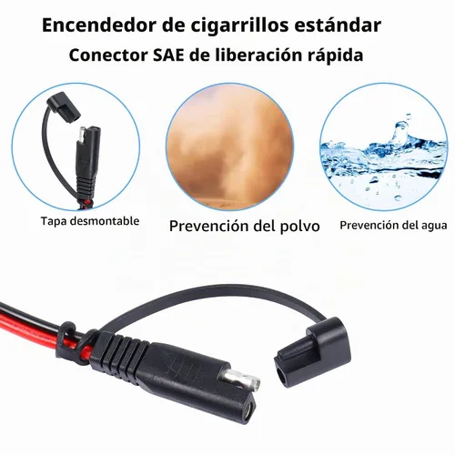 Vista 4 de SinLoon Cable cargador de batería SAE para encendedor de cigarrillos