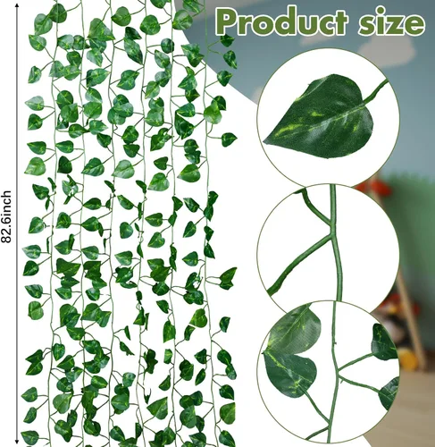 Vista 4 de Suncalla Hamaca de red de almacenamiento de juguetes de peluche grande, 8 piezas, con enredaderas falsas, guirnalda de hiedra artificial, decoración