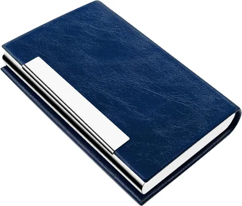 Vista 9 de Padike - Tarjetero profesional de cuero PU y acero inoxidable multitarjeta para hombres y mujeres. Estuche para tarjetas de crédito, carné de Negro