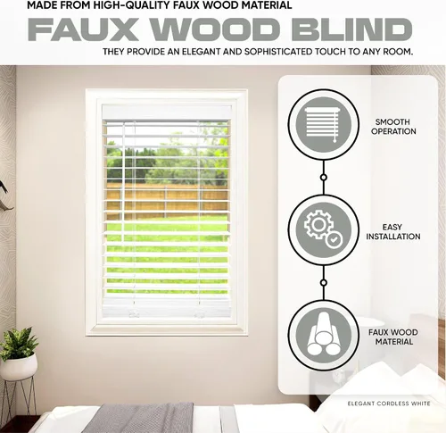 Vista 4 de Ultra Premium White - Persiana de muestra de madera sintética de 2 pulgadas de ancho x 72 pulgadas de largo