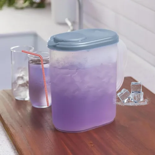 Vista 3 de Jarra de agua de 1 galón con tapa y boquilla giratoria, diseño delgado para Gris