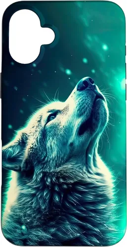 Vista 22 de Howling Wolf in Night Green Northern Lights Wolves Dog Lover Case for iPhone 16