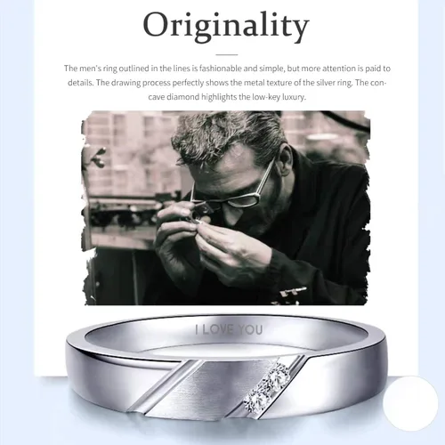 Vista 4 de Juego de anillos de pareja a juego de amor sin fin para él y ella, diseño de corazón romántico de plata S925, anillo de compromiso