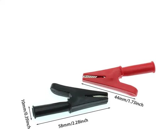 Vista 5 de 3 pares de 30A aislamiento de protección de cocodrilo pinzas de cocodrilo abrazaderas para cable de batería clips de prueba (negro+rojo)
