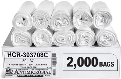 Vista 38 de Aluf Plastics Bolsas de basura de alta densidad, 10 galones, 4000 unidades, 6 micras (eq), 24 x 24 pulgadas, negras, para baño, oficina, industrial