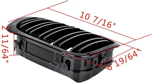 Vista 3 de Parrilla frontal superior brillante negra para riñón compatible con 1999-2002 E46 2 puertas Coupe Cabriolet 2DR