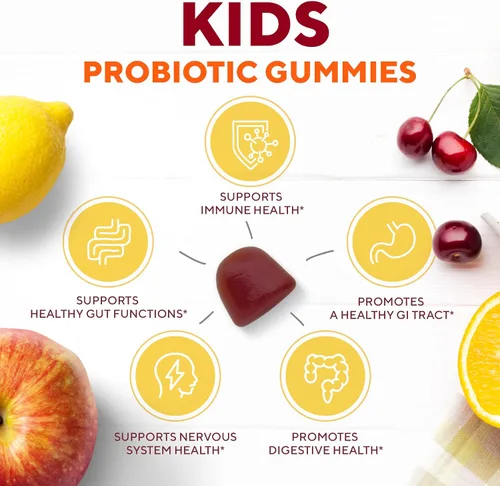 Vista 3 de DR. MORITZ Gomitas multivitamínicas y probióticos para niños, gomitas probióticas con sabor a bayas, sin azúcar