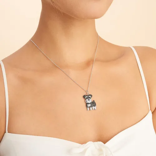 Vista 2 de Regalos para el día de San Valentín para ella, collar con colgante de raza de perro SCAMPER & CO para mujeres y niñas, dije de cachorro de piedra