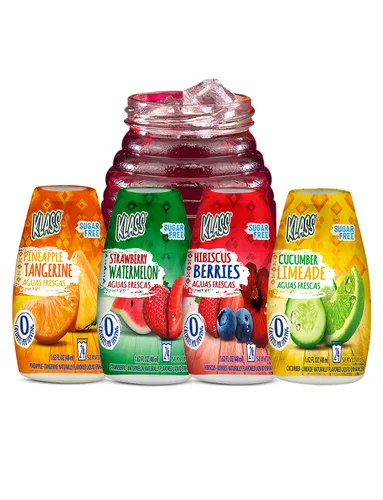 Vista 10 de Klass Aguas Frescas Potenciador líquido de agua sin azúcar, sabor natural, pepino y lima Paquete de 4 unidades de 1.62 onzas