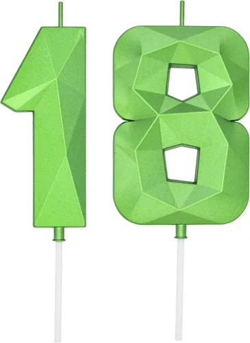 Vista 322 de DERVENTA Vela Grande de Cumpleaños Número 3D Verde Luminoso de 3.7 Pulgadas Celebración de Fiesta Aniversario Decoración Adorno para Pastel 1 Pieza